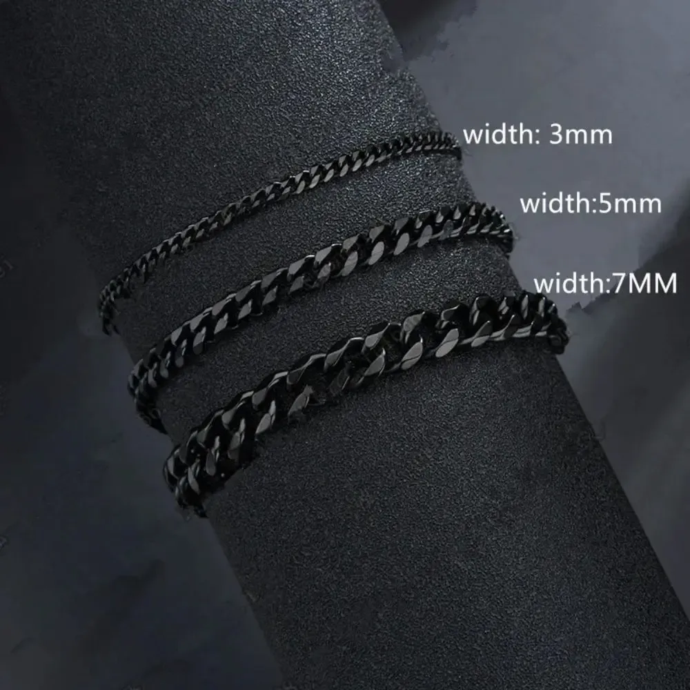 Wannee Trendy Cuban Chain Bracelet for Men & Women, Classic Stainless Steel 3-7mm Width, Ideal for Parties & Gifts - Image 3