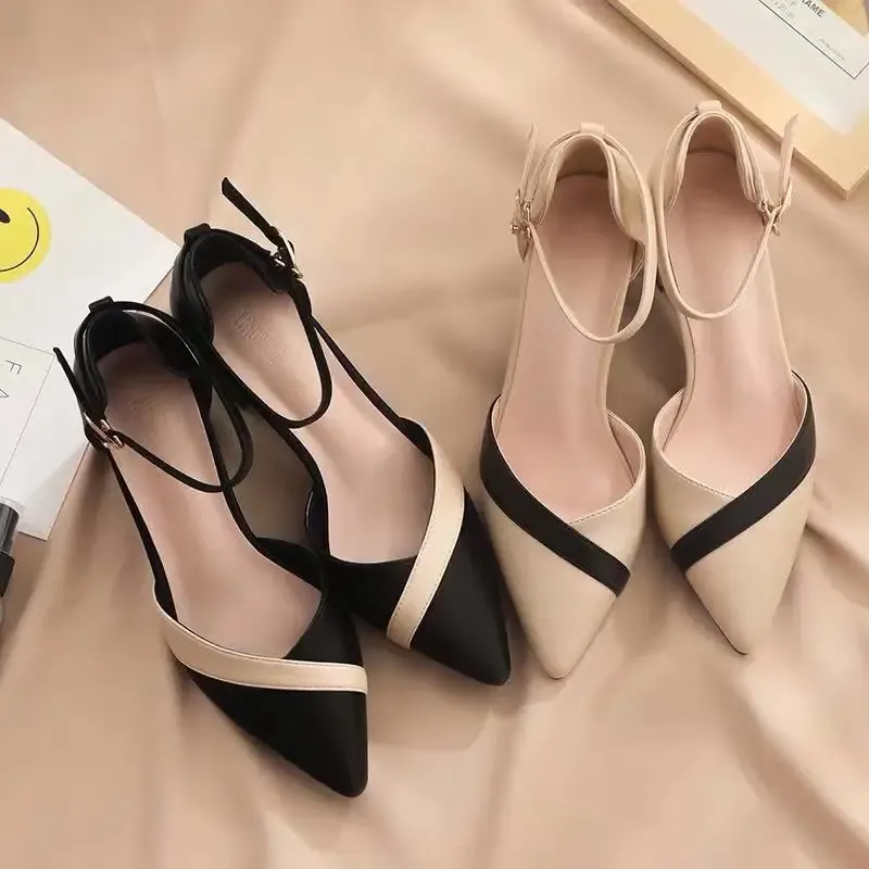 Women's Classic Beige Square Heel Pointed Toe Pumps - Elegant PU Leather Dress Shoes for Parties & Professional Wear - Image 4