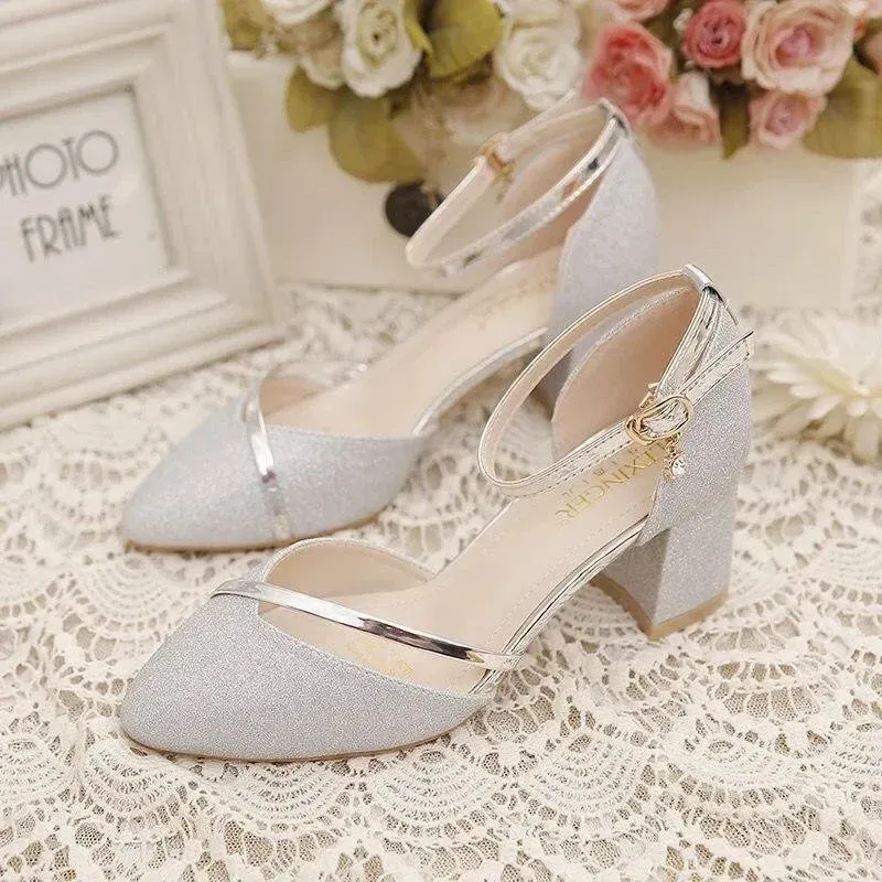 Elegant Women's High-Heeled Shoes - Silver & Gold Party Pumps for Weddings & Special Occasions - Image 2