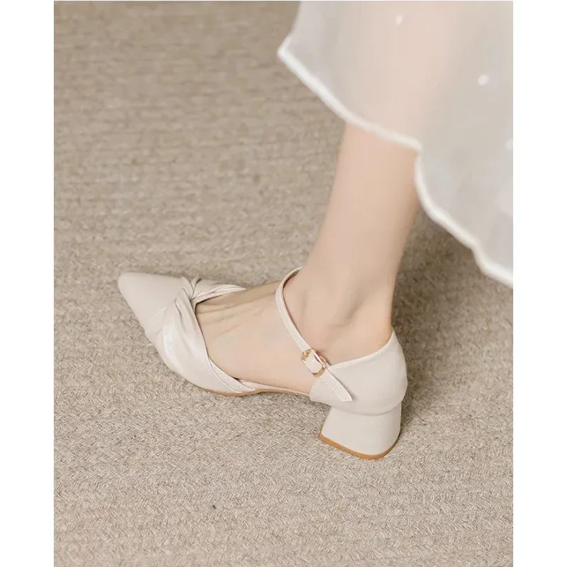 Elegant Bow Prom Party Heels for Women | 2026 Spring Block Heel Ankle Strap Pumps | Comfortable Cutout Closed Toe Casual Sandals thumbnail 6