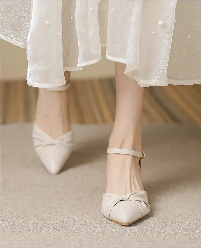 Elegant Bow Prom Party Heels for Women | 2026 Spring Block Heel Ankle Strap Pumps | Comfortable Cutout Closed Toe Casual Sandals showcase 3