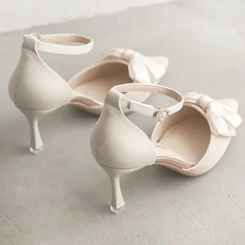 Elegant Women's White Designer Stiletto Heels - Pointed Toe Butterfly Dress Shoes for Weddings & Parties, Medium Heel, Trendy Bridal Footwear showcase 12