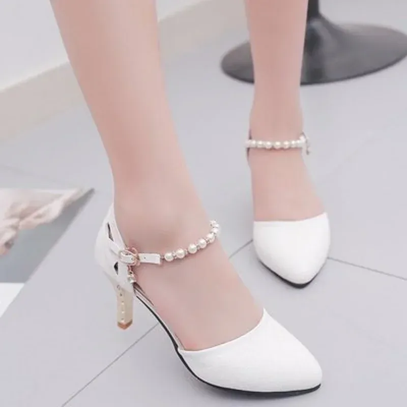 Elegant White PU Leather Stiletto Heel Pumps for Women - Comfortable Fashion Shoes for Office, Career, and Casual Street Style - Spring/Summer Collection showcase 8