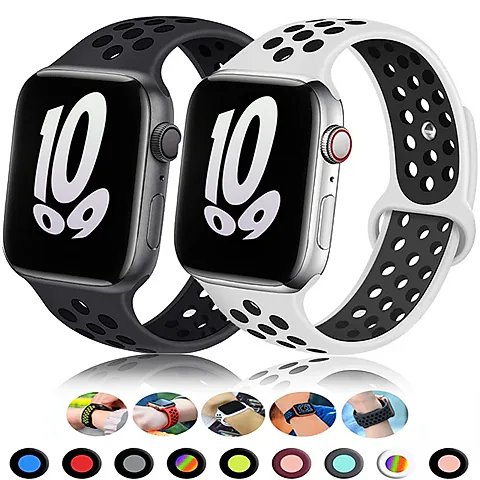Breathable Sport Silicone Strap for Apple Watch 38-49mm Bands - Compatible with Series 10, 9, 8, 7, 6, SE, 5, 3, Ultra 2 - Comfortable iWatch Bracelet Replacement