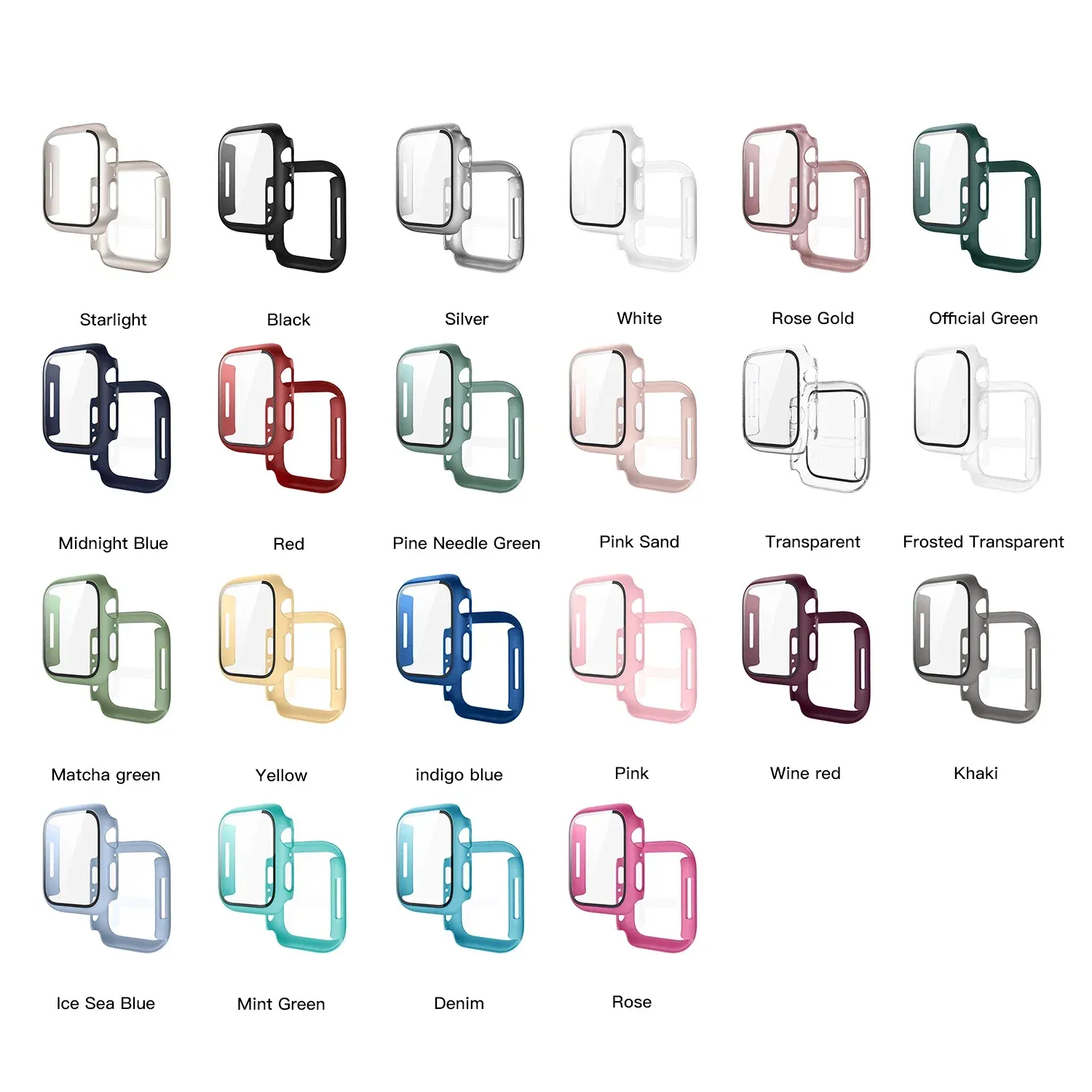 2-in-1 Apple Watch Case with Tempered Glass Screen Protector for Series 1-8 SE 38-45mm, Durable PC Bumper Cover for iWatch thumbnail 2