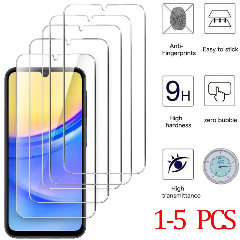 9H Tempered Glass Screen Protector for Samsung Galaxy A15, A16, A56, A36, A17, A14, A25, A24, A55, A53, A52, A57, A37, A34, A35 - Crystal Clear HD Protection thumbnail 1