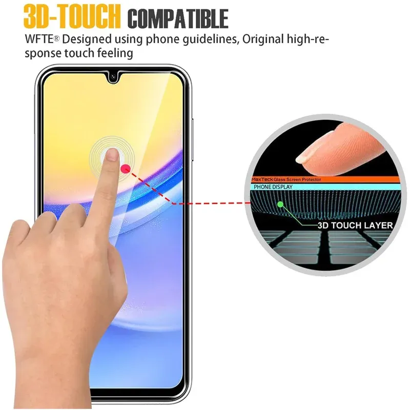 9H Tempered Glass Screen Protector for Samsung Galaxy A15, A16, A56, A36, A17, A14, A25, A24, A55, A53, A52, A57, A37, A34, A35 - Crystal Clear HD Protection showcase 2
