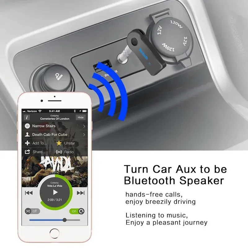 2-in-1 Bluetooth 5.0 Car Audio Receiver & Transmitter Adapter with 3.5mm AUX Jack for Wireless Music Streaming & Hands-Free Calls thumbnail 2