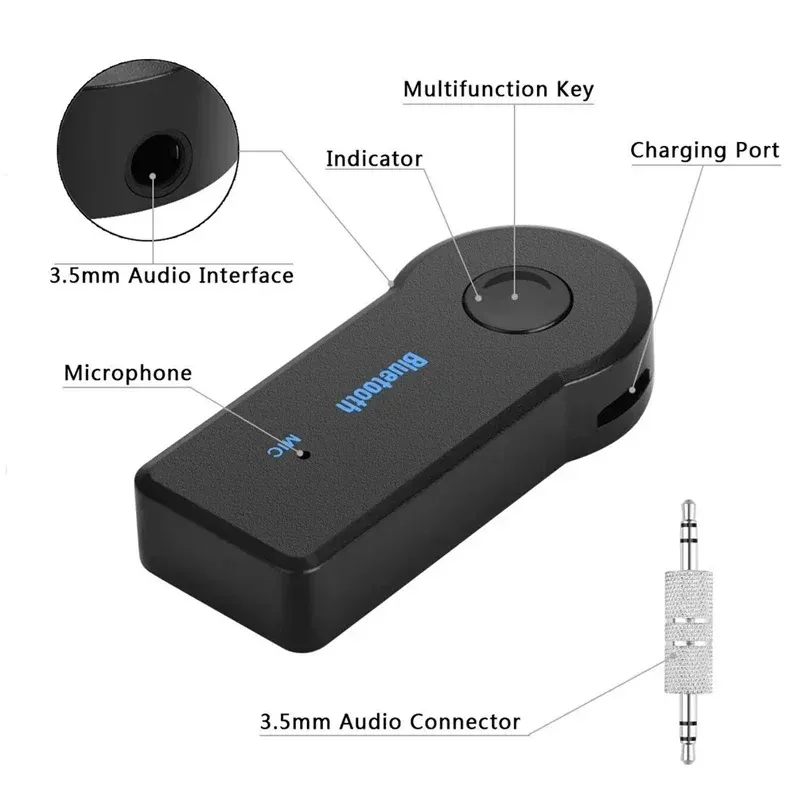2-in-1 Bluetooth 5.0 Car Audio Receiver & Transmitter Adapter with 3.5mm AUX Jack for Wireless Music Streaming & Hands-Free Calls thumbnail 5