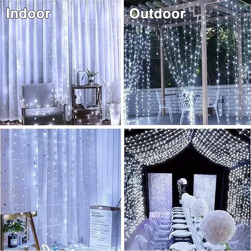 3M LED Curtain String Lights, 9.8x9.8ft Fairy Lights with 8 Modes & Timer, USB Powered Waterproof Garland Lamp for Home Garden Christmas Party Wedding Decorations showcase 4