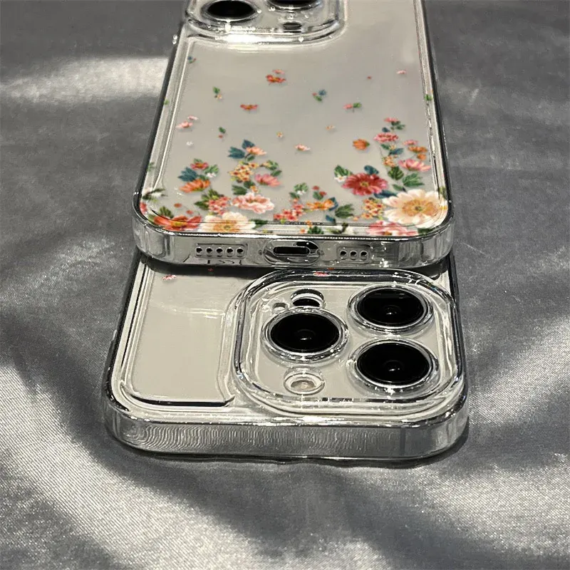 iPhone 16 Pro Max Case - Shockproof Transparent Silicone Soft Cover with Flower Design for iPhone 15, 14, 13, 12, 11, XR, X, XS, 8, 7 SE Models showcase 4