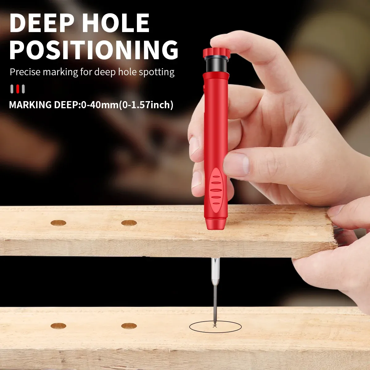 Professional Carpenter Mechanical Pencil with Built-in Sharpener - Deep Hole Scriber for Woodworking, Metal, Glass, Plastic, and Dark Surfaces - Durable Drawing Tool with Refills thumbnail 3