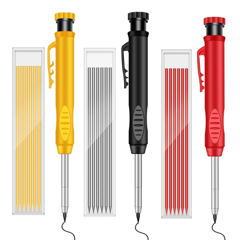 Professional Carpenter Mechanical Pencil with Built-in Sharpener - Deep Hole Scriber for Woodworking, Metal, Glass, Plastic, and Dark Surfaces - Durable Drawing Tool with Refills thumbnail 1