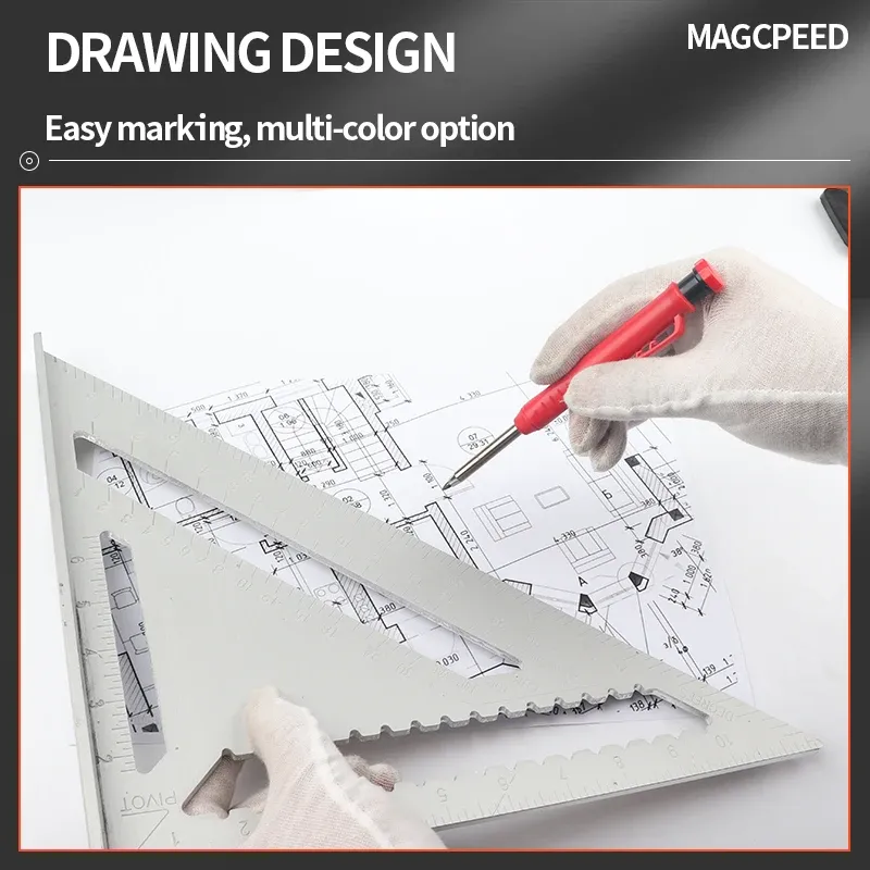 Professional Carpenter Mechanical Pencil with Built-in Sharpener - Deep Hole Scriber for Woodworking, Metal, Glass, Plastic, and Dark Surfaces - Durable Drawing Tool with Refills thumbnail 6