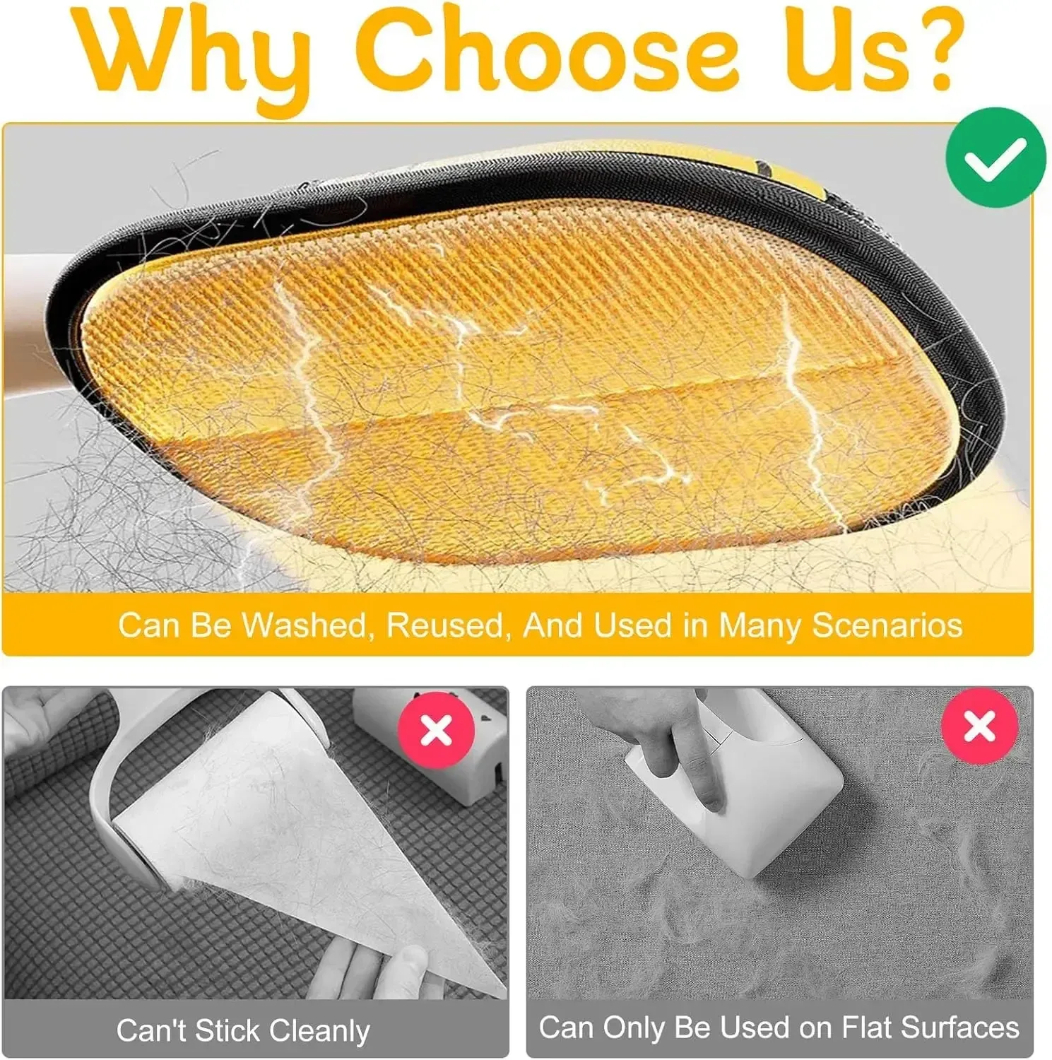 Pet Hair Remover Glove for Dogs & Cats - Double-Sided Deshedding Brush for Furniture, Clothing & Carpets - Reusable Grooming Mitt for Easy Fur Cleaning thumbnail 4