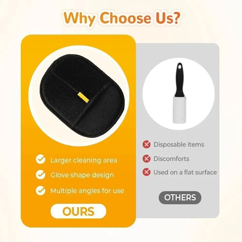 Pet Hair Remover Glove for Dogs & Cats - Double-Sided Deshedding Brush for Furniture, Clothing & Carpets - Reusable Grooming Mitt for Easy Fur Cleaning showcase 4