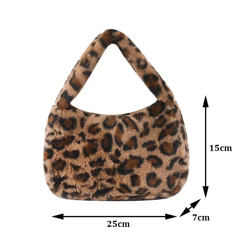 Y2k Retro Leopard Zebra Print Plush Underarm Bag for Women - Fluffy Small Tote Purse Handbag, Fashionable Shoulder Bag thumbnail 5