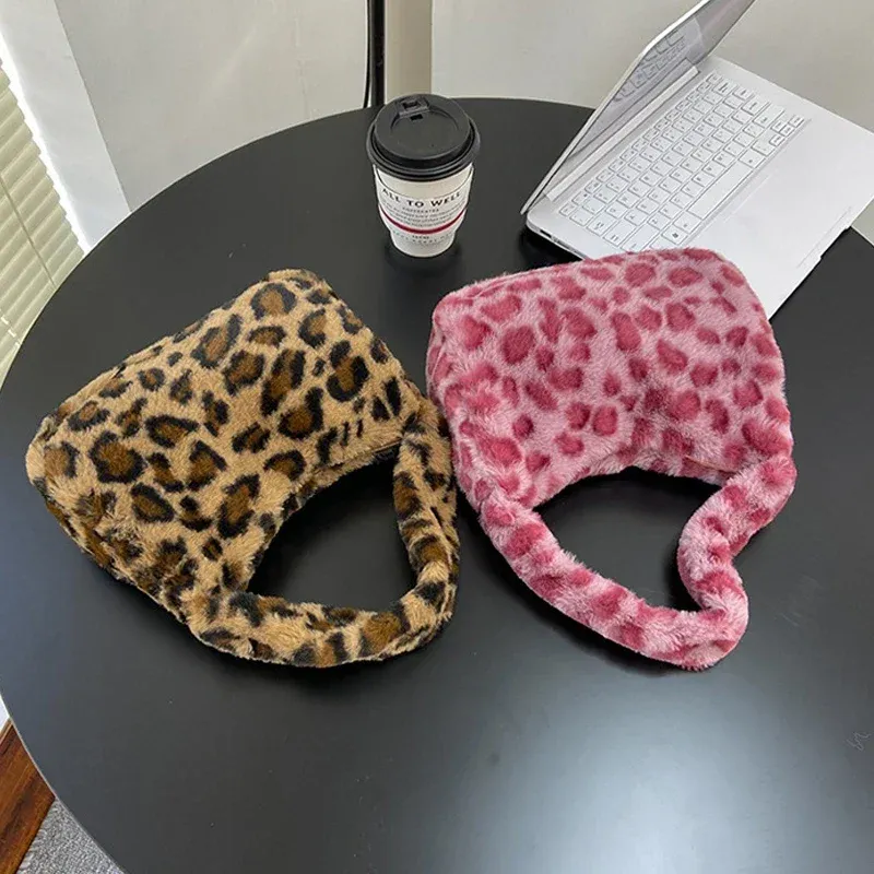 Y2k Retro Leopard Zebra Print Plush Underarm Bag for Women - Fluffy Small Tote Purse Handbag, Fashionable Shoulder Bag showcase 17