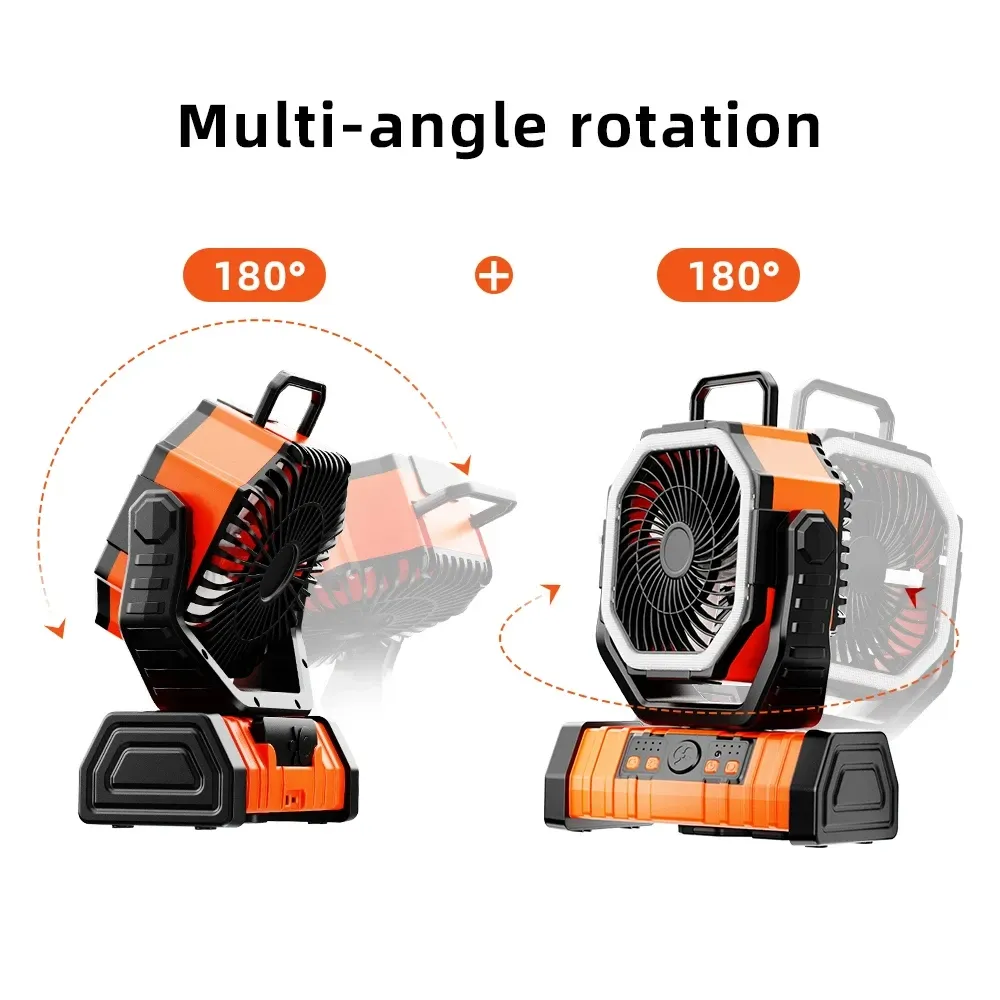 20000mAh Portable Rechargeable Fan with LED Light - 4 Speed Outdoor Desk Camping Fan, 180° Rotation, Remote Control, Power Bank Function for Tent, Car Trips, BBQs showcase 8