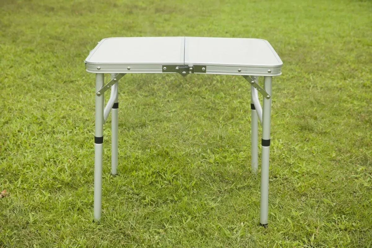 Lightweight Aluminum Folding Camping Table - Portable Collapsible Dining Table for Indoor Outdoor Picnics, Silver - Image 4