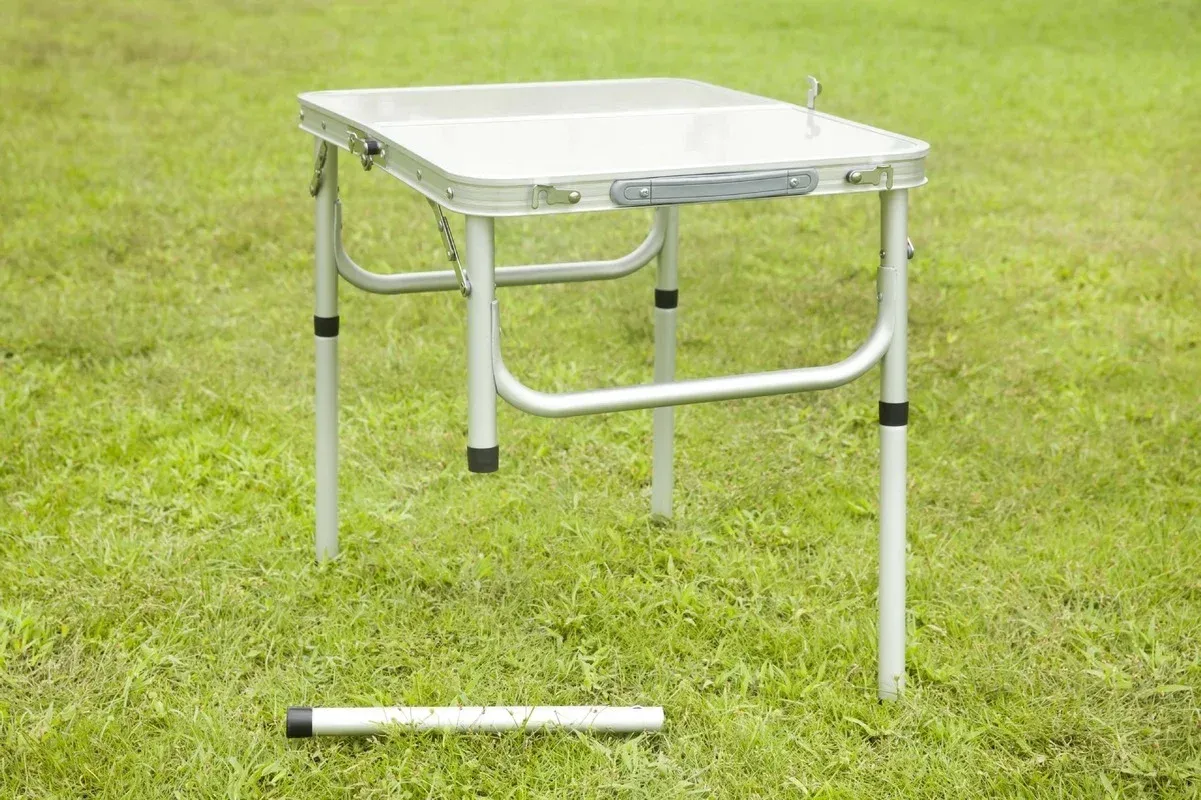 Lightweight Aluminum Folding Camping Table - Portable Collapsible Dining Table for Indoor Outdoor Picnics, Silver - Image 3