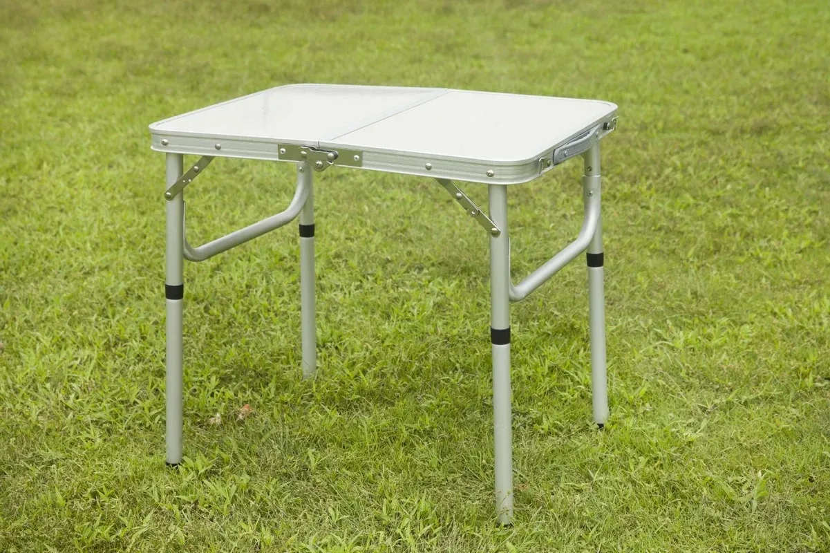 Lightweight Aluminum Folding Camping Table - Portable Collapsible Dining Table for Indoor Outdoor Picnics, Silver - Image 2