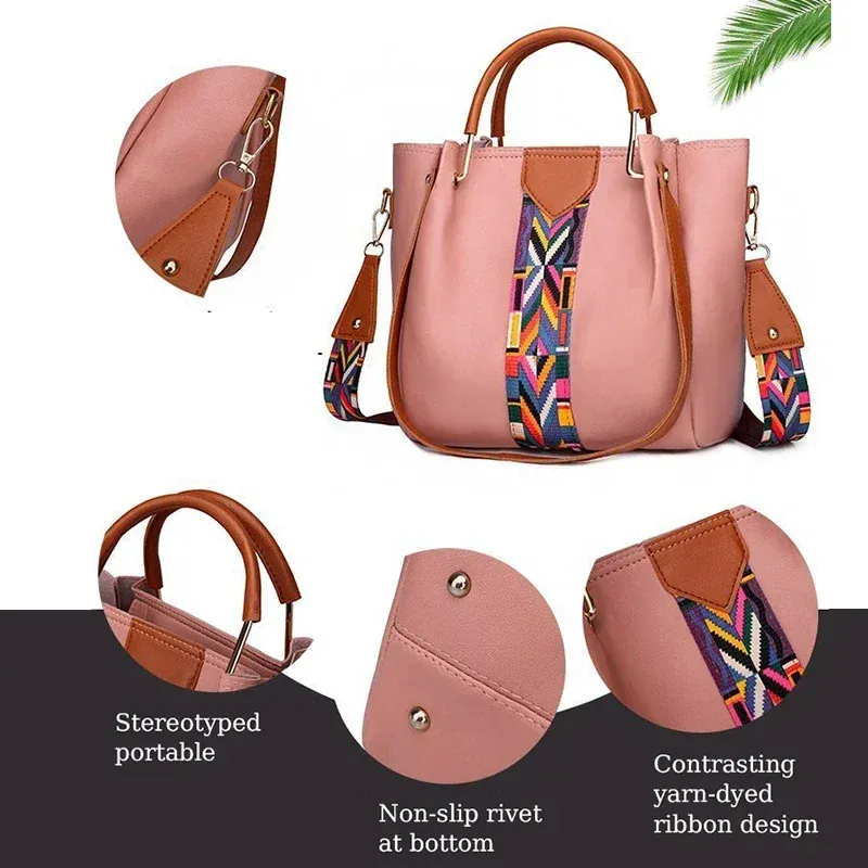 Luxury 4-Piece Women's PU Leather Handbag Set: Large Capacity Bucket Bag, Commuting Shoulder Bag, Card Holder & Wallet - Stylish & Versatile for Daily Use - Image 4