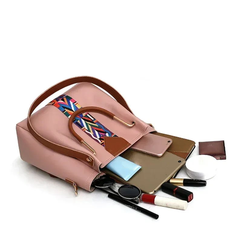 Luxury 4-Piece Women's PU Leather Handbag Set: Large Capacity Bucket Bag, Commuting Shoulder Bag, Card Holder & Wallet - Stylish & Versatile for Daily Use - Image 6