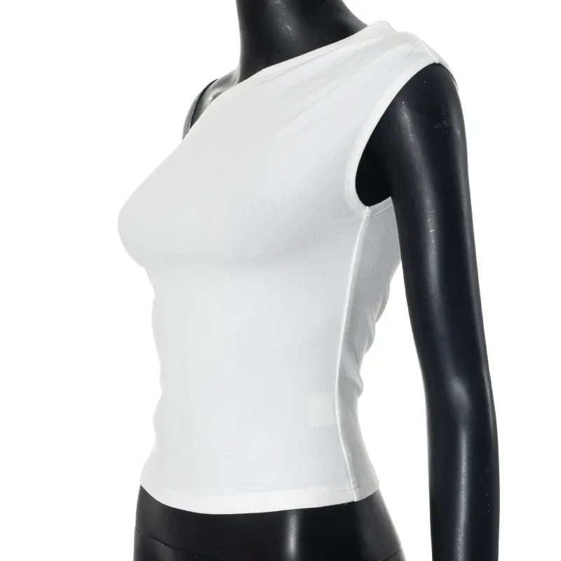 Women's Summer Asymmetric Crop Top - Stylish One-Shoulder Twist Tie Backless T-Shirt for Casual Wear showcase 14