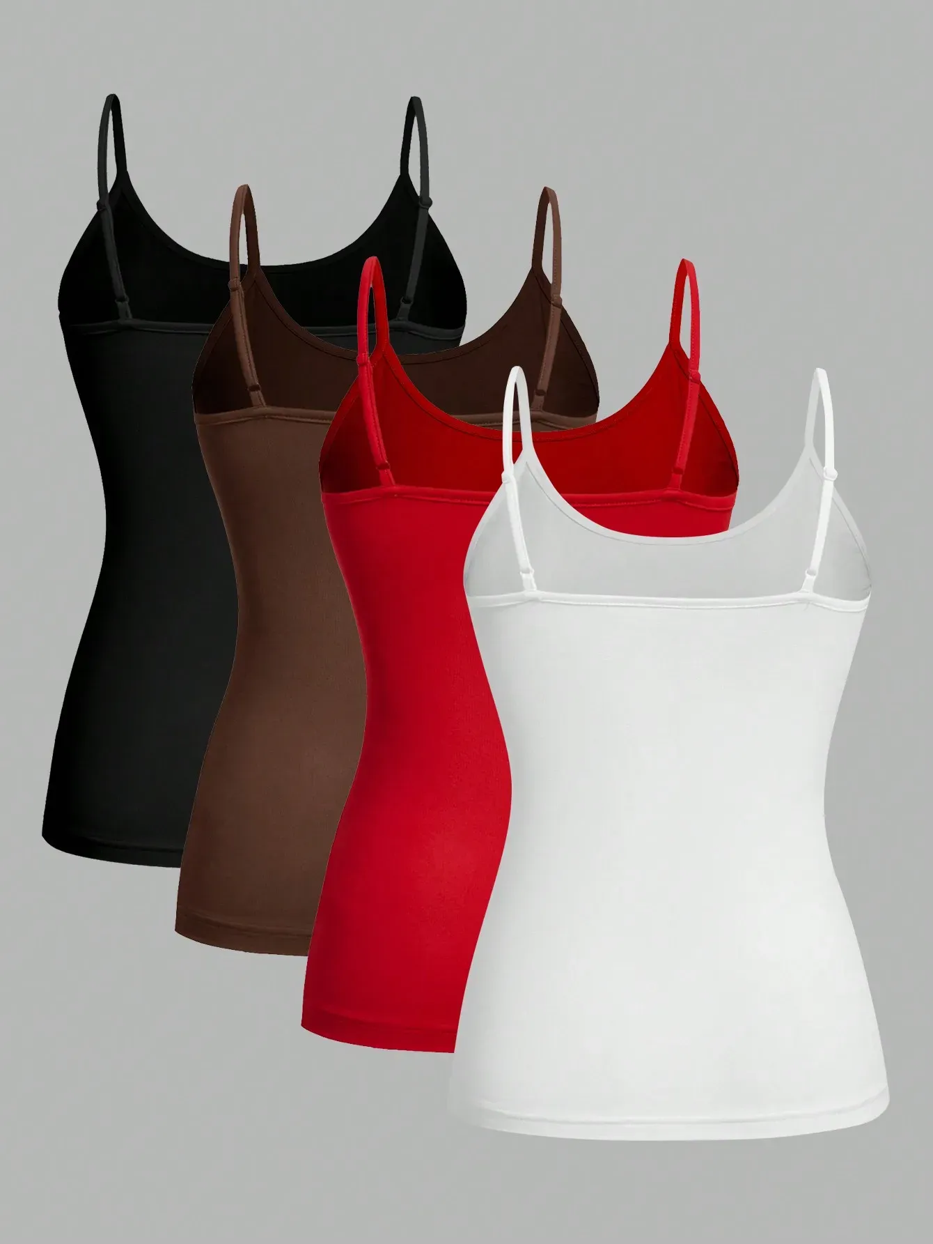 3-Pack Women's Solid Color Camisole Vests - Adjustable Strap, Sleeveless, Sexy Basic Tank Tops for Summer Wear - Image 2