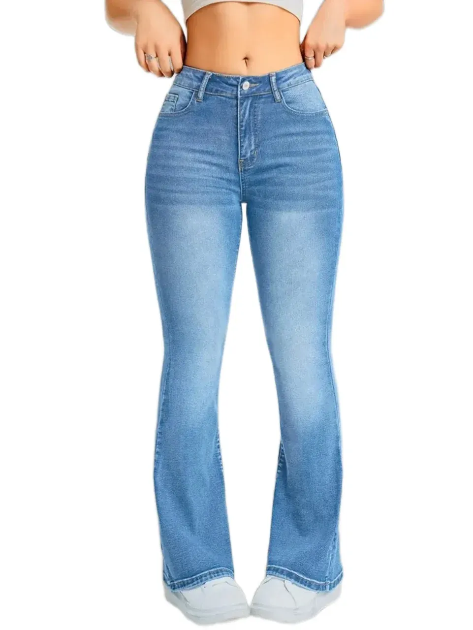 Women's High Waist Wide Leg Flared Denim Pants - Casual Streetwear, Loose Fit, Comfortable Daily Walking Trousers - Image 3