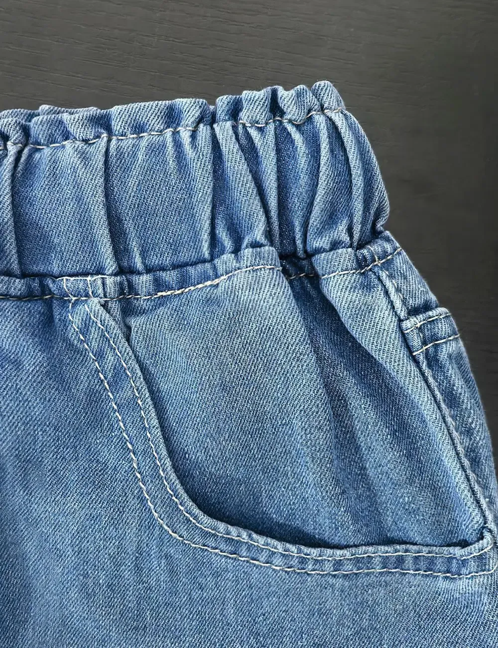 Women's Vintage Washed Denim Wide Leg Jeans - Elastic Waist Lace-Up Streetwear Trousers for a Relaxed Fit showcase 4