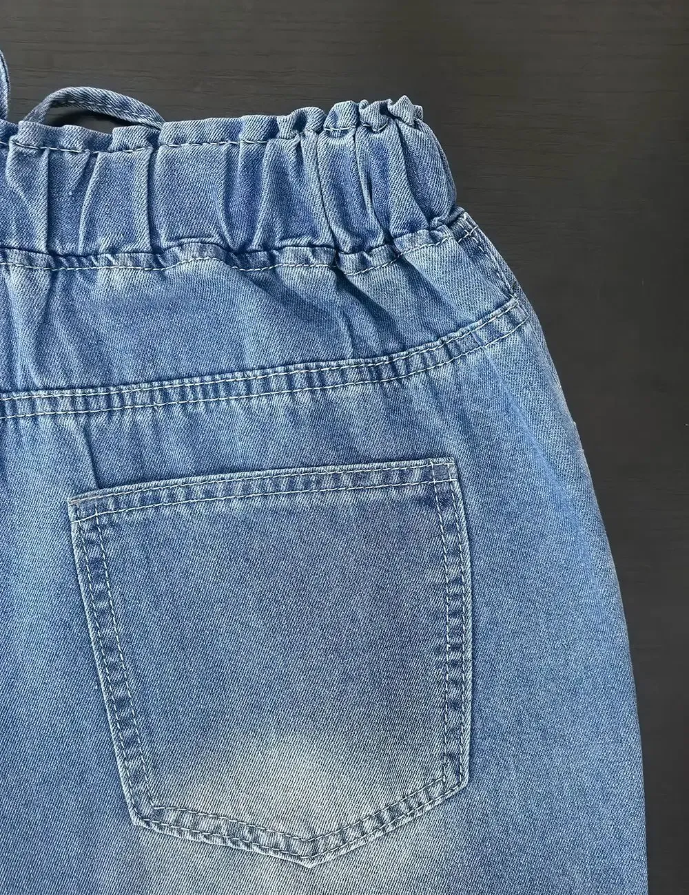 Women's Vintage Washed Denim Wide Leg Jeans - Elastic Waist Lace-Up Streetwear Trousers for a Relaxed Fit showcase 6