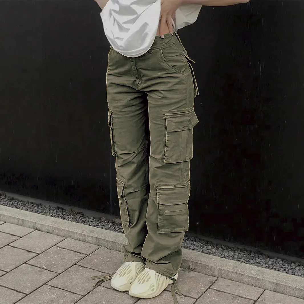 Women's Tactical Cargo Pants - Durable Straight Leg Workwear Trousers for Outdoor Adventures, Hiking, and Casual Streetwear - Spring/Summer Style thumbnail 2