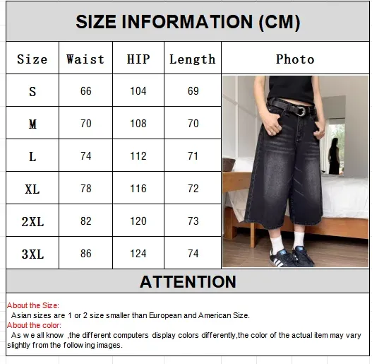 Women's High Waist Black Retro Washed Denim Shorts - Harajuku Vintage Fashion Casual Loose Wide Leg Y2K Streetwear showcase 1
