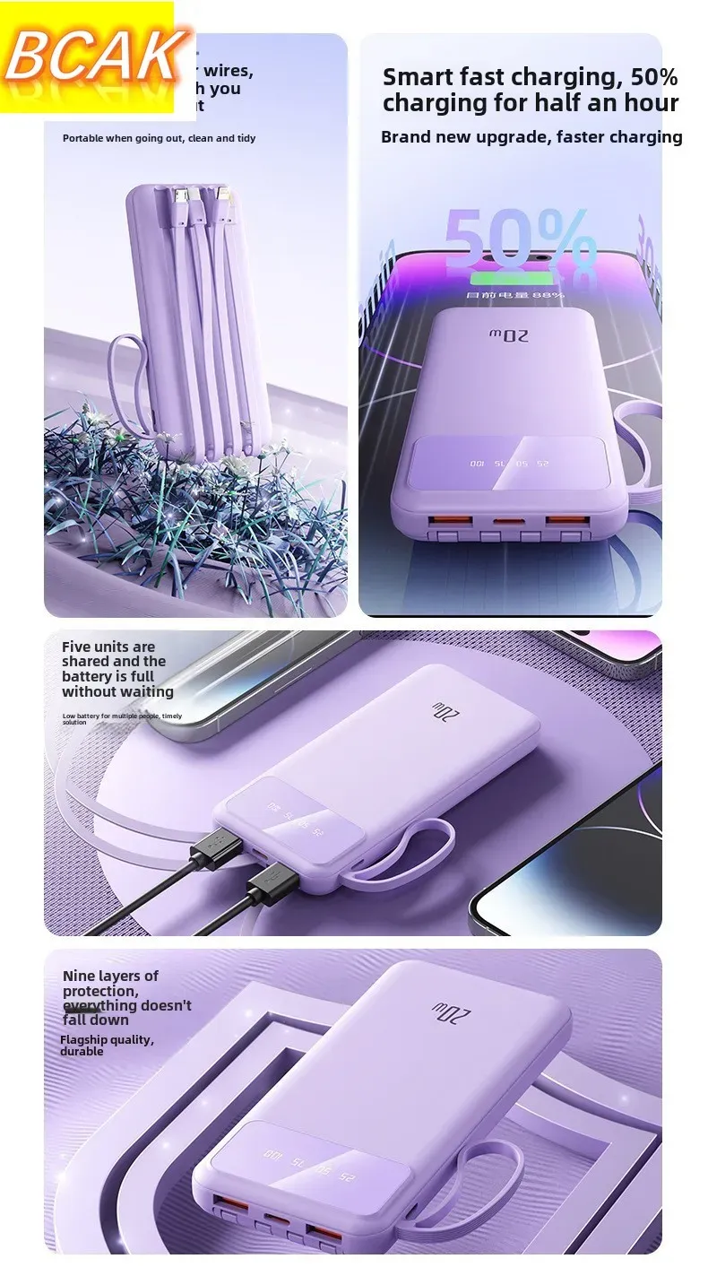 BCAK 20000mAh Power Bank - Large Capacity Fast Charging Portable Mobile Power Supply with PD Charging, Compact Design for Travel & Daily Use showcase 4