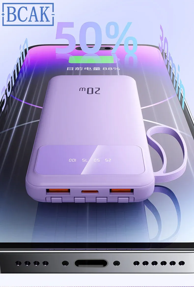BCAK 20000mAh Power Bank - Large Capacity Fast Charging Portable Mobile Power Supply with PD Charging, Compact Design for Travel & Daily Use showcase 6