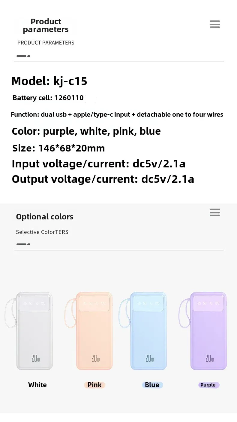 BCAK 20000mAh Power Bank - Large Capacity Fast Charging Portable Mobile Power Supply with PD Charging, Compact Design for Travel & Daily Use showcase 15