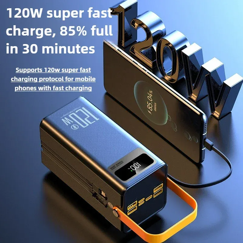 160000mAh Portable Power Bank 22.5W Fast Charger with USB-C Cable, External Spare Battery for iPhone, Samsung, Xiaomi - High Capacity Mobile Charger - Image 2