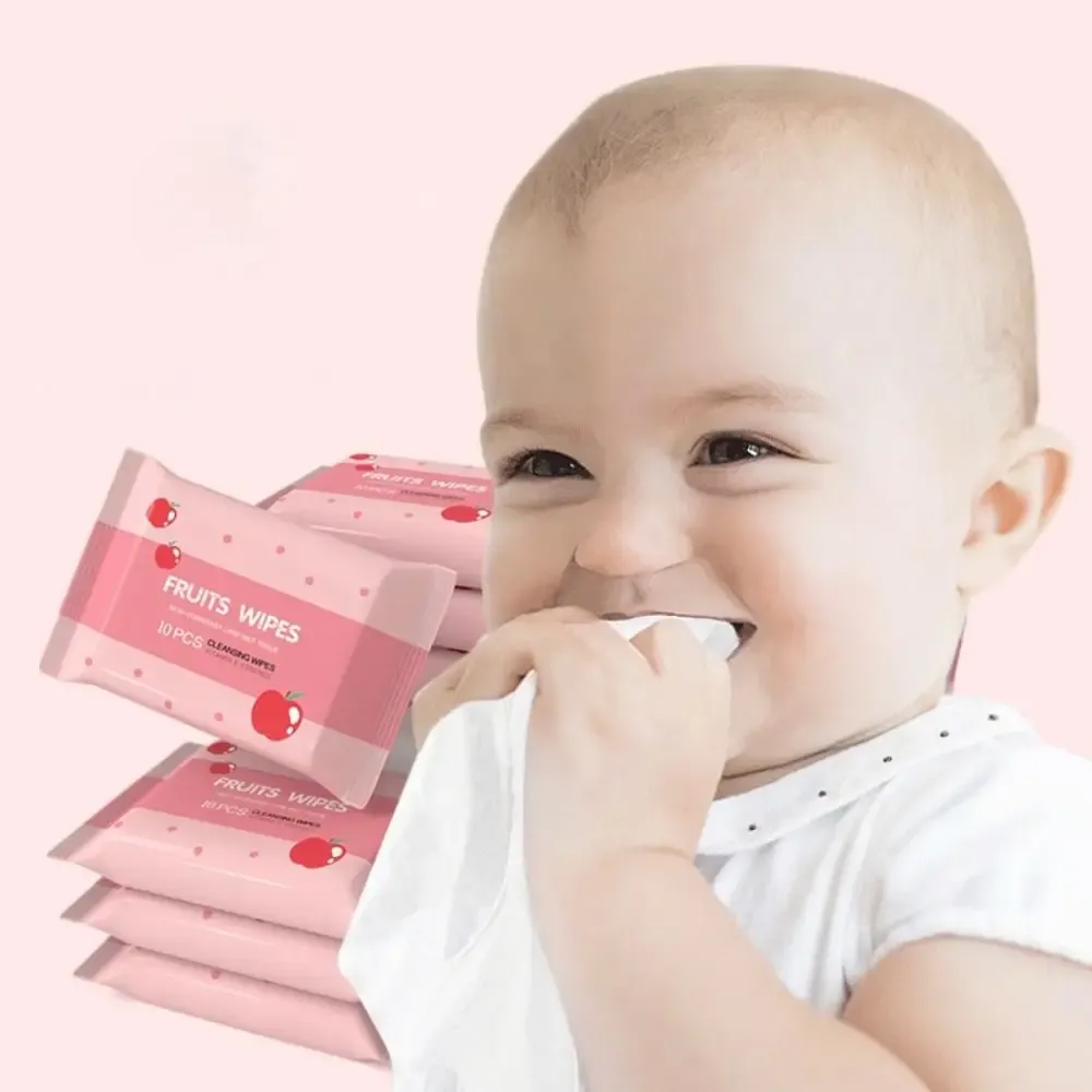 10 Pcs Spunlace Nonwoven Baby Wipes - EDI Pure Water, Disposable, Portable Wet Wipes for Baby Care Essentials thumbnail 4