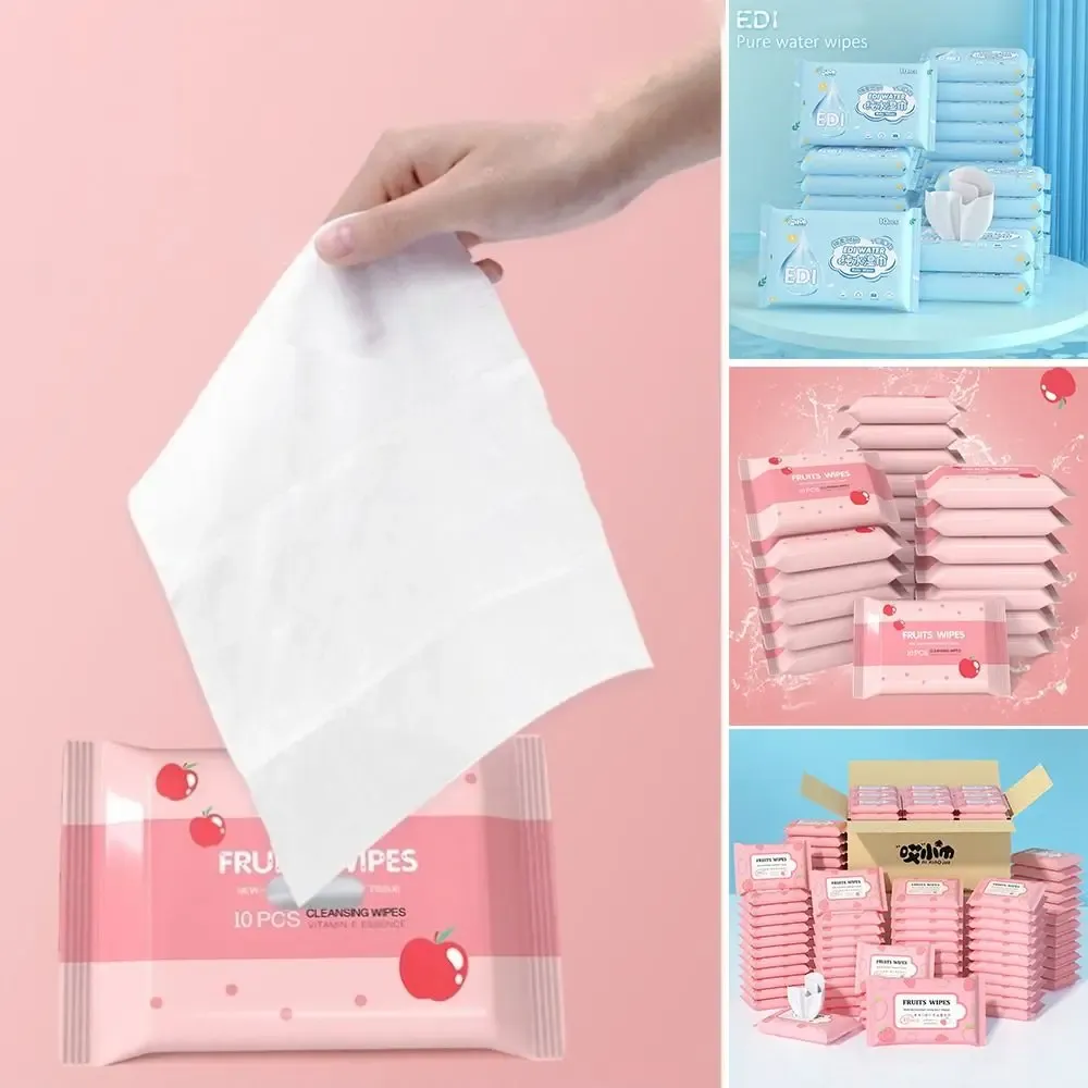 10 Pcs Spunlace Nonwoven Baby Wipes - EDI Pure Water, Disposable, Portable Wet Wipes for Baby Care Essentials showcase 1