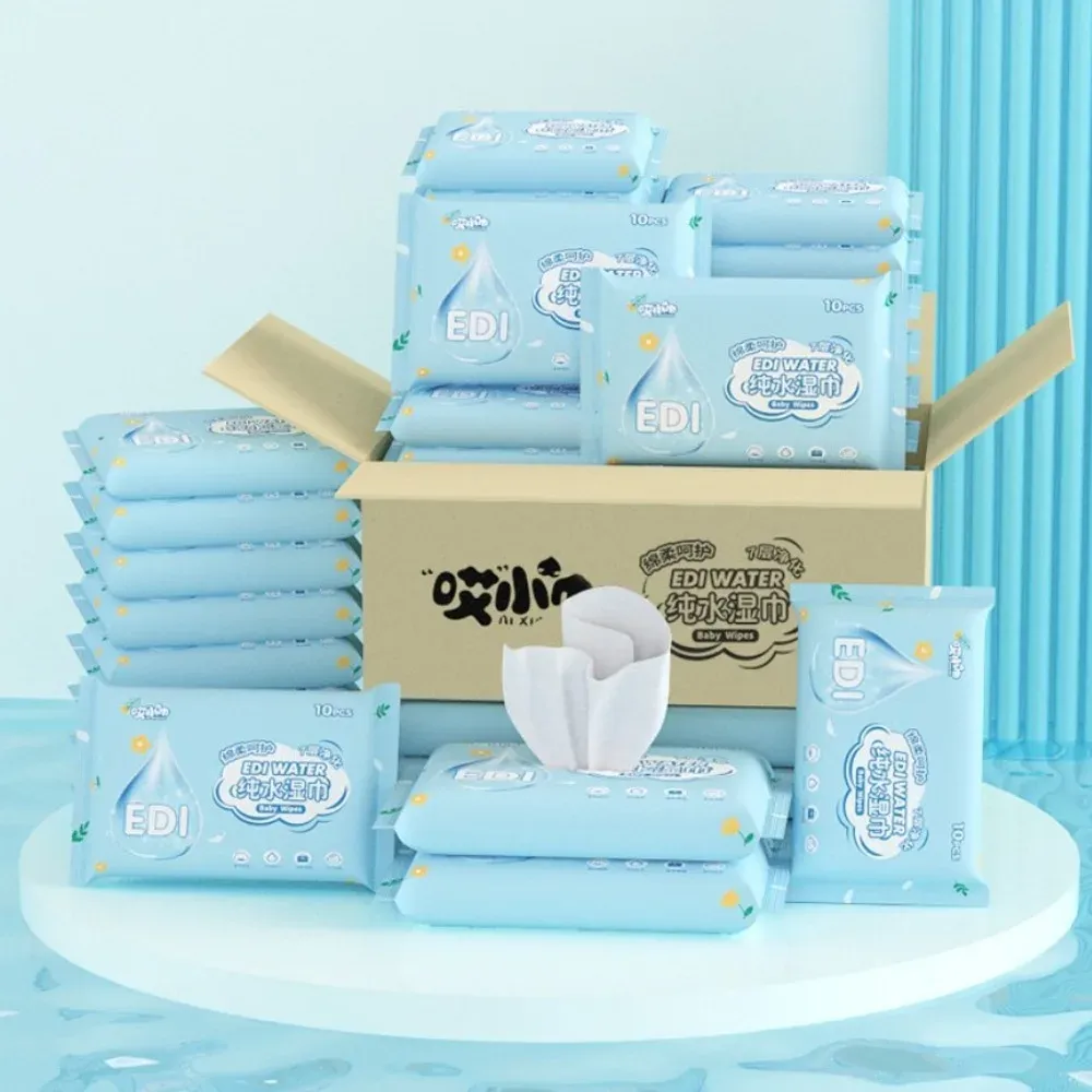 10 Pcs Spunlace Nonwoven Baby Wipes - EDI Pure Water, Disposable, Portable Wet Wipes for Baby Care Essentials showcase 7