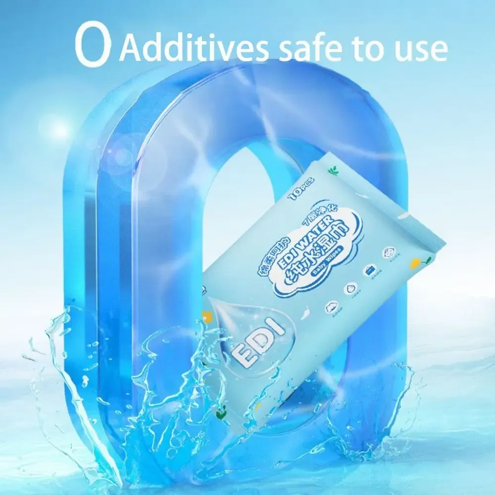 10 Pcs Spunlace Nonwoven Baby Wipes - EDI Pure Water, Disposable, Portable Wet Wipes for Baby Care Essentials showcase 10