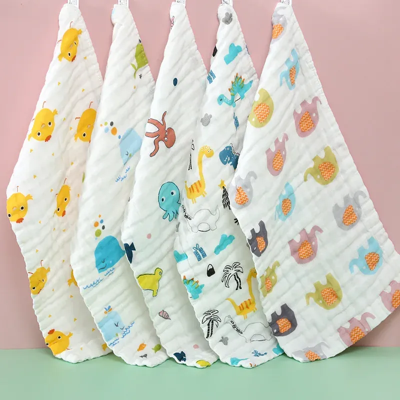 3Pcs Baby Muslin Washcloths - 6 Layer Cotton Gauze Face Towels for Bathing, Feeding, Hand Wiping - Soft, Absorbent, Breathable for Kids & Toddlers (25x25cm) - Image 3