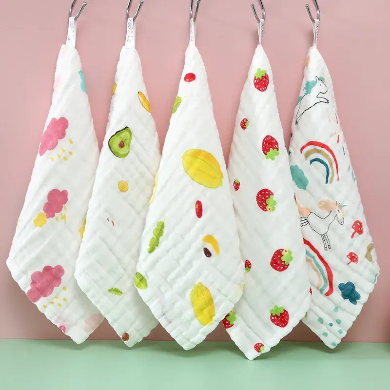 3Pcs Baby Muslin Washcloths - 6 Layer Cotton Gauze Face Towels for Bathing, Feeding, Hand Wiping - Soft, Absorbent, Breathable for Kids & Toddlers (25x25cm) - Image 1