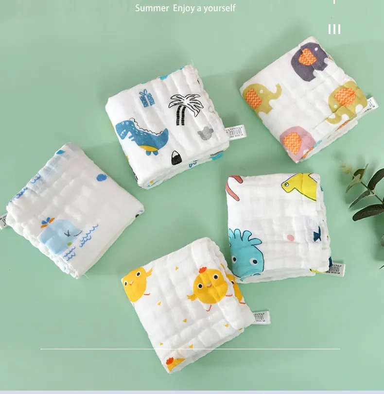 3Pcs Baby Muslin Washcloths - 6 Layer Cotton Gauze Face Towels for Bathing, Feeding, Hand Wiping - Soft, Absorbent, Breathable for Kids & Toddlers (25x25cm) showcase 1