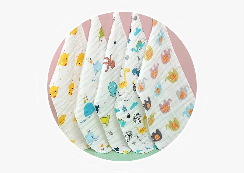 3Pcs Baby Muslin Washcloths - 6 Layer Cotton Gauze Face Towels for Bathing, Feeding, Hand Wiping - Soft, Absorbent, Breathable for Kids & Toddlers (25x25cm) showcase 3