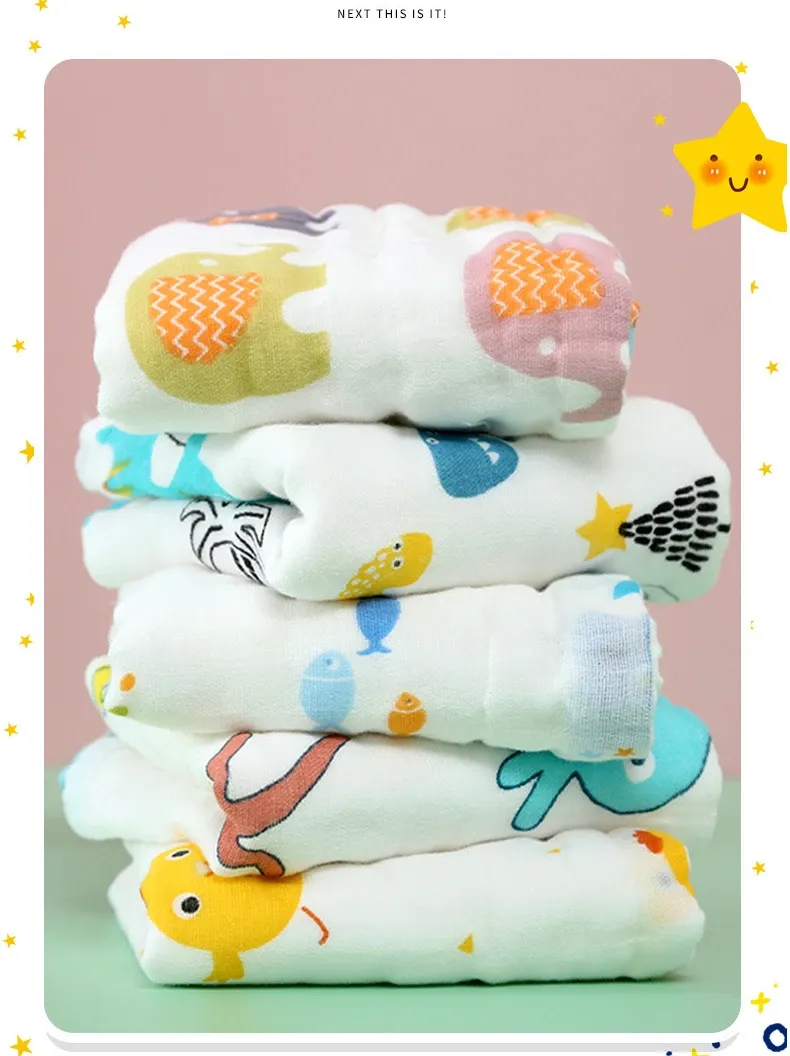 3Pcs Baby Muslin Washcloths - 6 Layer Cotton Gauze Face Towels for Bathing, Feeding, Hand Wiping - Soft, Absorbent, Breathable for Kids & Toddlers (25x25cm) showcase 5