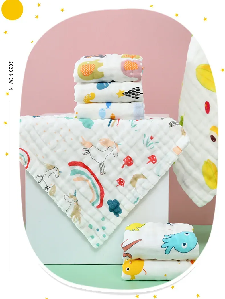 3Pcs Baby Muslin Washcloths - 6 Layer Cotton Gauze Face Towels for Bathing, Feeding, Hand Wiping - Soft, Absorbent, Breathable for Kids & Toddlers (25x25cm) showcase 6
