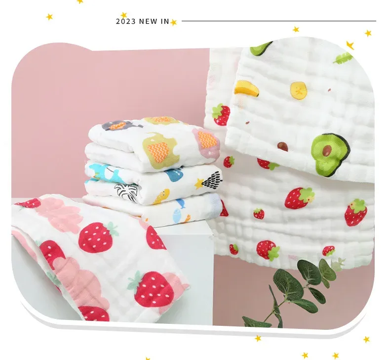 3Pcs Baby Muslin Washcloths - 6 Layer Cotton Gauze Face Towels for Bathing, Feeding, Hand Wiping - Soft, Absorbent, Breathable for Kids & Toddlers (25x25cm) showcase 7